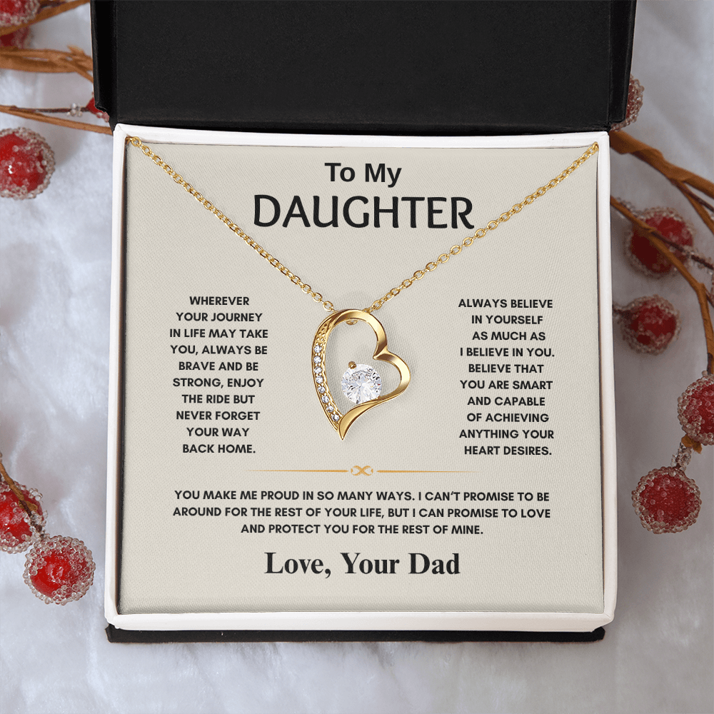 TO MY DAUGHTER | NEVER FORGET YOUR WAY BACK HOME | FOREVER LOVE HEART NECKLACE