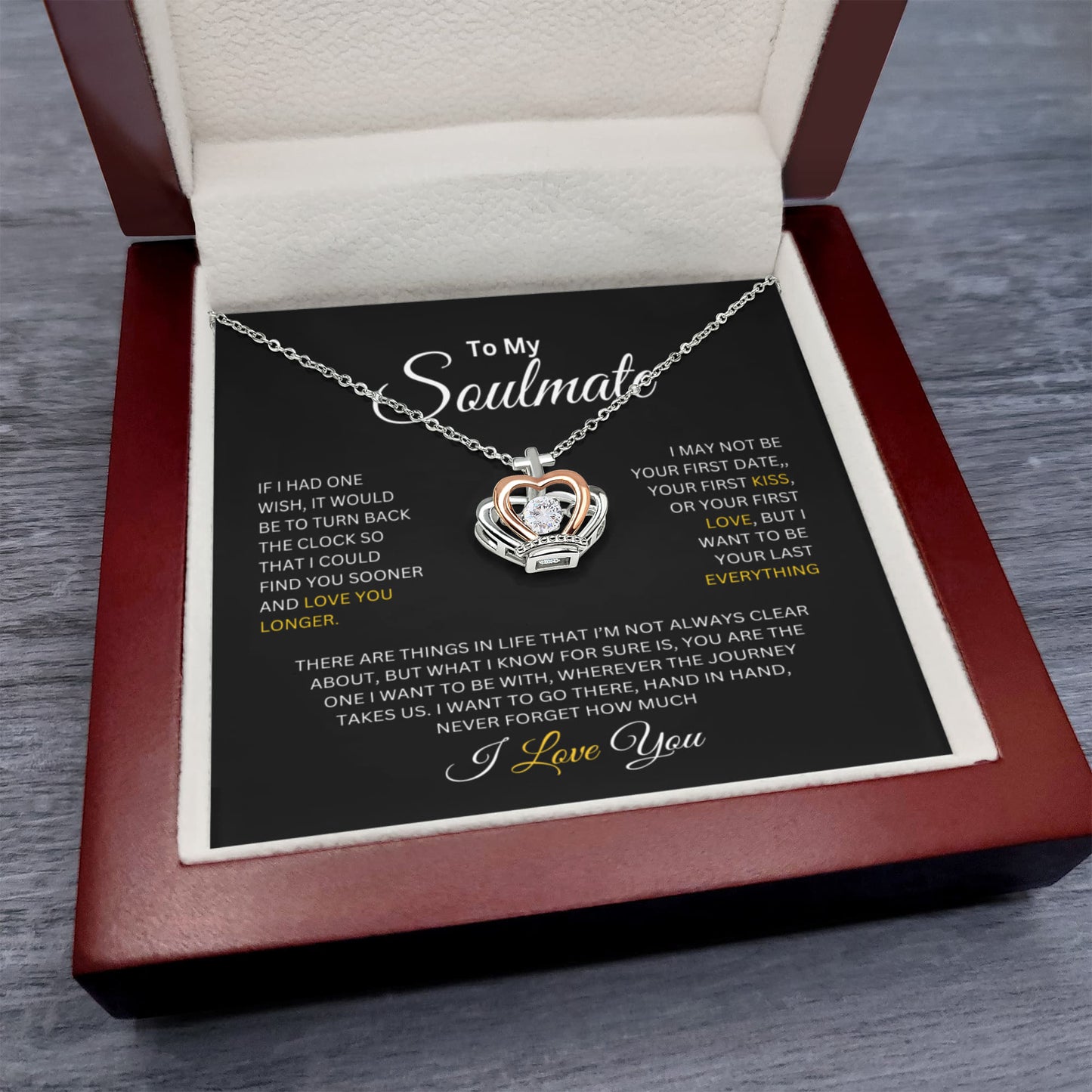 TO MY SOULMATE | MY LAST EVERYTHING | CROWN PENDANT NECKLACE