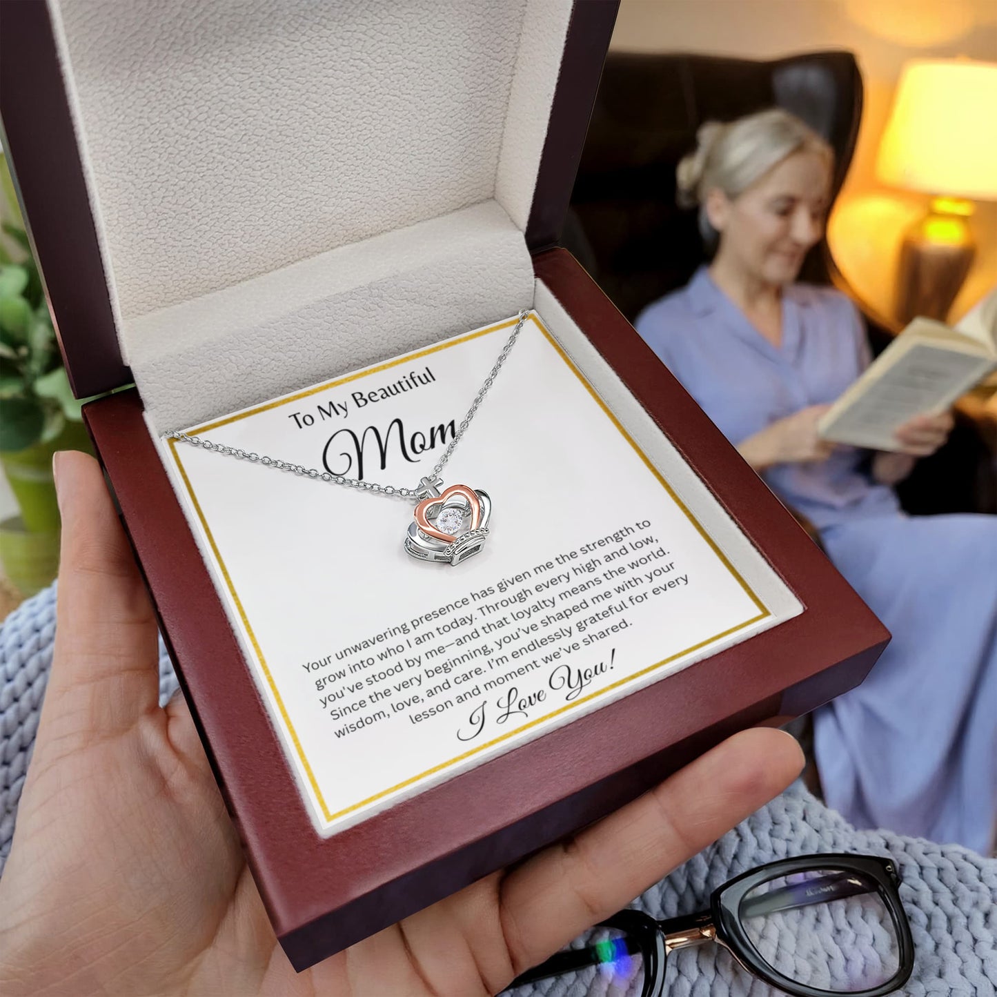 TO MY BEAUTIFUL MOM | ENDLESSLY GRATEFUL | CROWN PENDANT NECKLACE