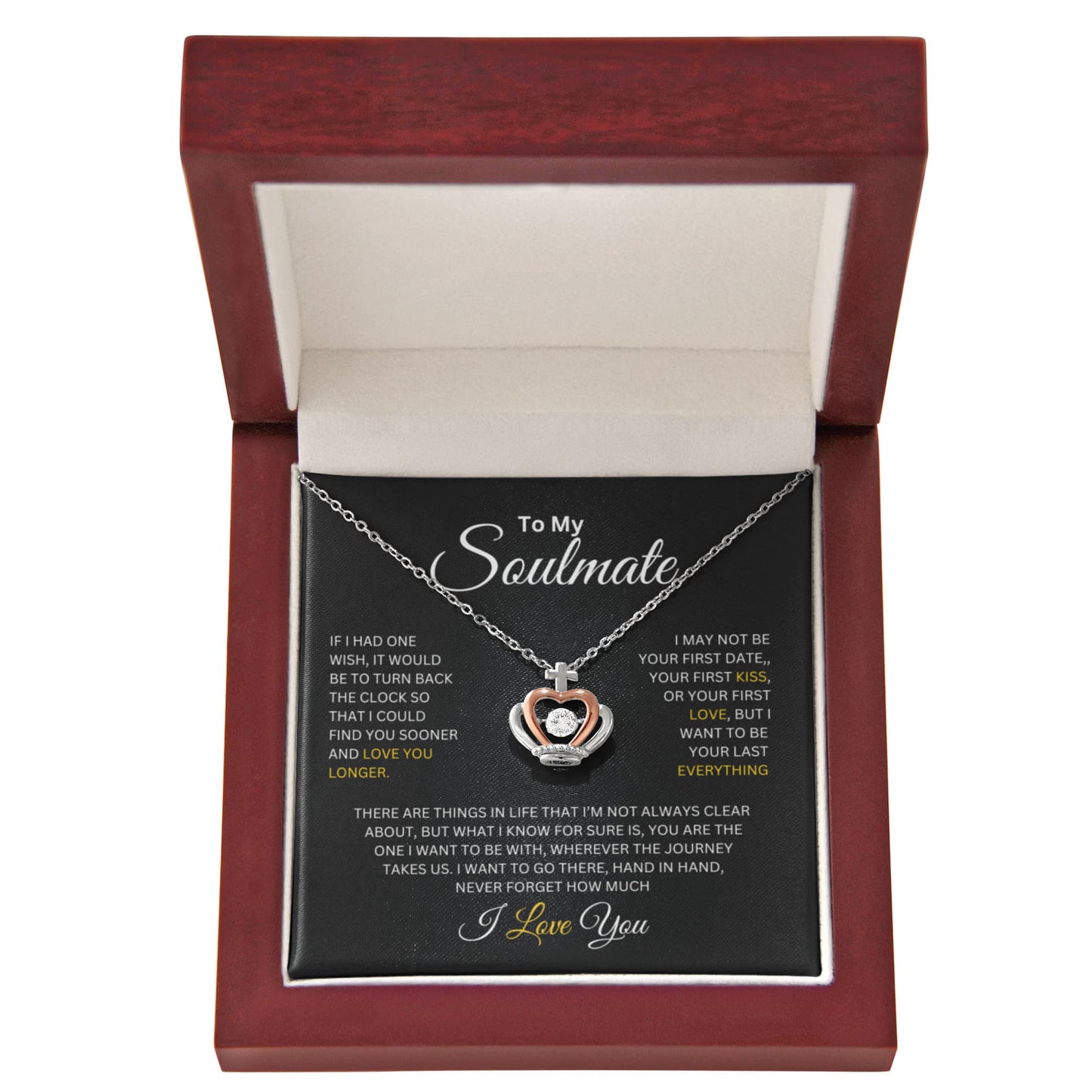 TO MY SOULMATE | MY LAST EVERYTHING | CROWN PENDANT NECKLACE