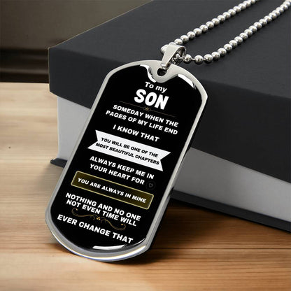 TO MY SON | PAGES OF MY LIFE | MILITARY CHAIN | KEEPSAKE