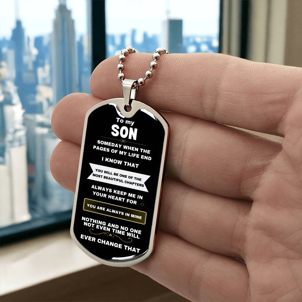 TO MY SON | PAGES OF MY LIFE | MILITARY CHAIN | KEEPSAKE