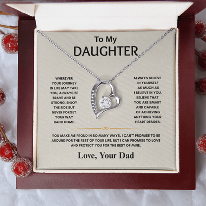 TO MY DAUGHTER | NEVER FORGET YOUR WAY BACK HOME | FOREVER LOVE HEART NECKLACE