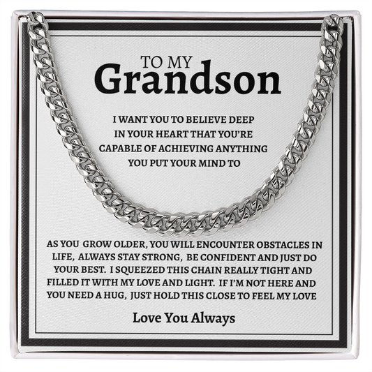 TO MY GRANDSON | I PROMISE | CUBAN LINK CHAIN