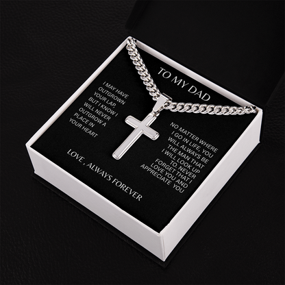 TO MY DAD | NEVER FORGET | ARTISAN CROSS NECKLACE
