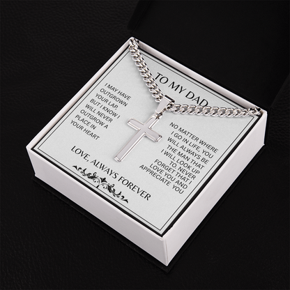 TO MY DAD | A PLACE IN YOUR HEART | ARTISAN CROSS AND CUBAN CHAIN NECKLACE