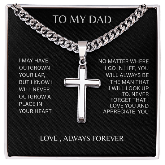 TO MY DAD | NEVER FORGET | ARTISAN CROSS NECKLACE