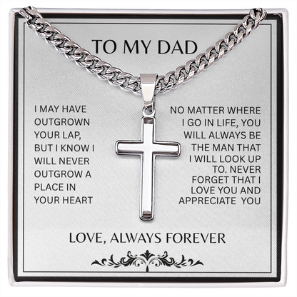 TO MY DAD | A PLACE IN YOUR HEART | ARTISAN CROSS AND CUBAN CHAIN NECKLACE