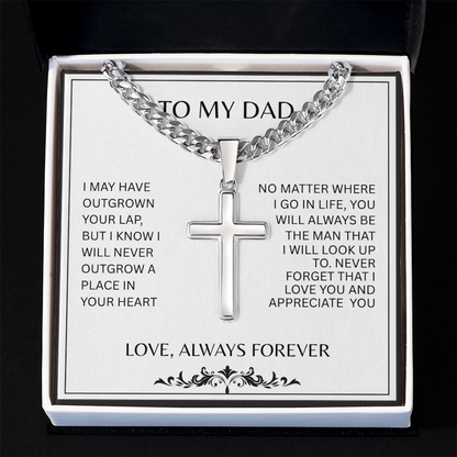 TO MY DAD | A PLACE IN YOUR HEART | ARTISAN CROSS AND CUBAN CHAIN NECKLACE