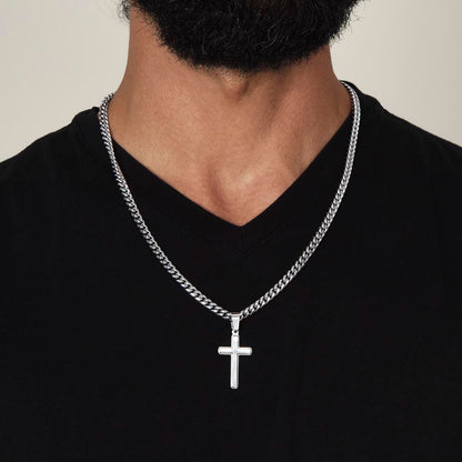 TO MY DAD | A PLACE IN YOUR HEART | ARTISAN CROSS AND CUBAN CHAIN NECKLACE