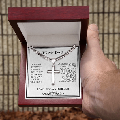 TO MY DAD | A PLACE IN YOUR HEART | ARTISAN CROSS AND CUBAN CHAIN NECKLACE
