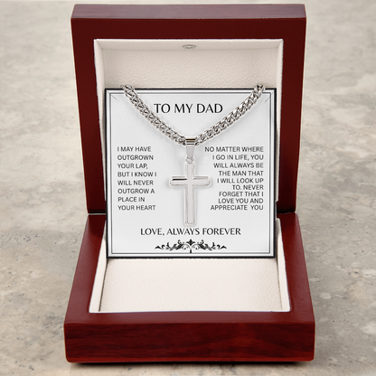 TO MY DAD | A PLACE IN YOUR HEART | ARTISAN CROSS AND CUBAN CHAIN NECKLACE