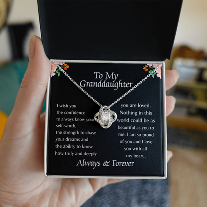 TO MY GRANDDAUGHTER | ALWAYS KNOW YOUR SELF-WORTH | LOVE KNOT NECKLACE