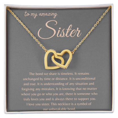 TO MY AMAZING SISTER | AN UNCONDITIONAL LOVE | INTERLOCKING HEARTS NECKLACE