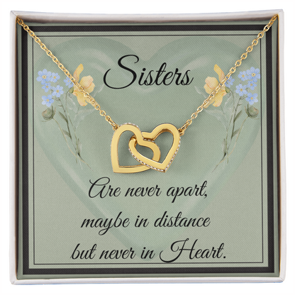 SISTERS | NEVER APART |INTERLOCKING HEARTS NECKLACE