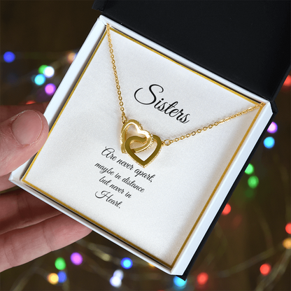 SISTERS | NEVER APART |INTERLOCKING HEARTS NECKLACE