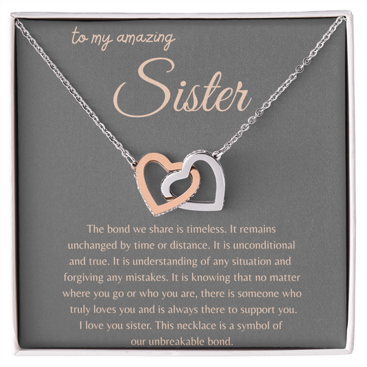 TO MY AMAZING SISTER | AN UNCONDITIONAL LOVE | INTERLOCKING HEARTS NECKLACE