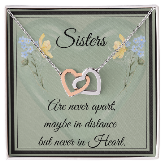 SISTERS | NEVER APART |INTERLOCKING HEARTS NECKLACE