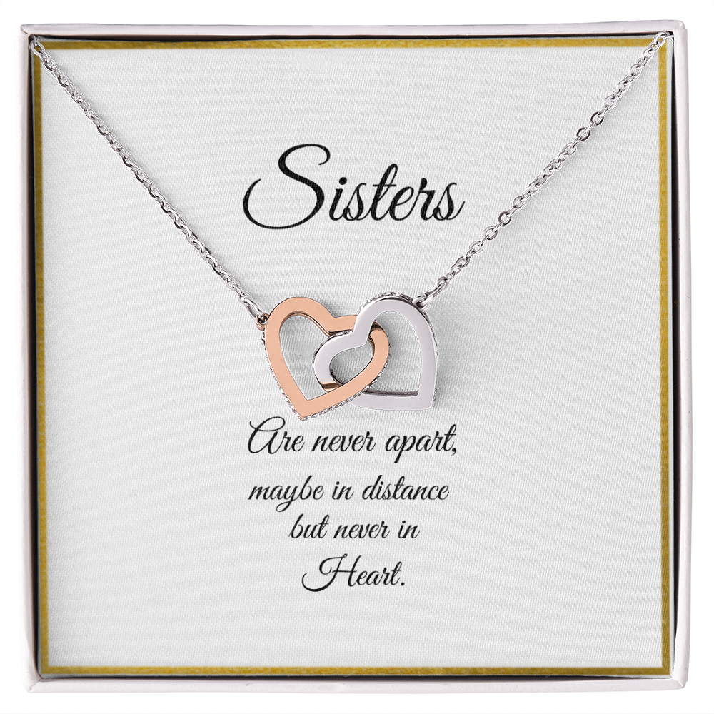 SISTERS | NEVER APART |INTERLOCKING HEARTS NECKLACE