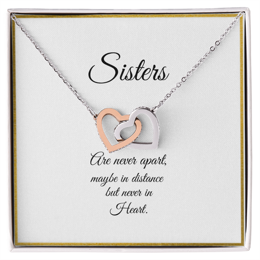 SISTERS | NEVER APART |INTERLOCKING HEARTS NECKLACE
