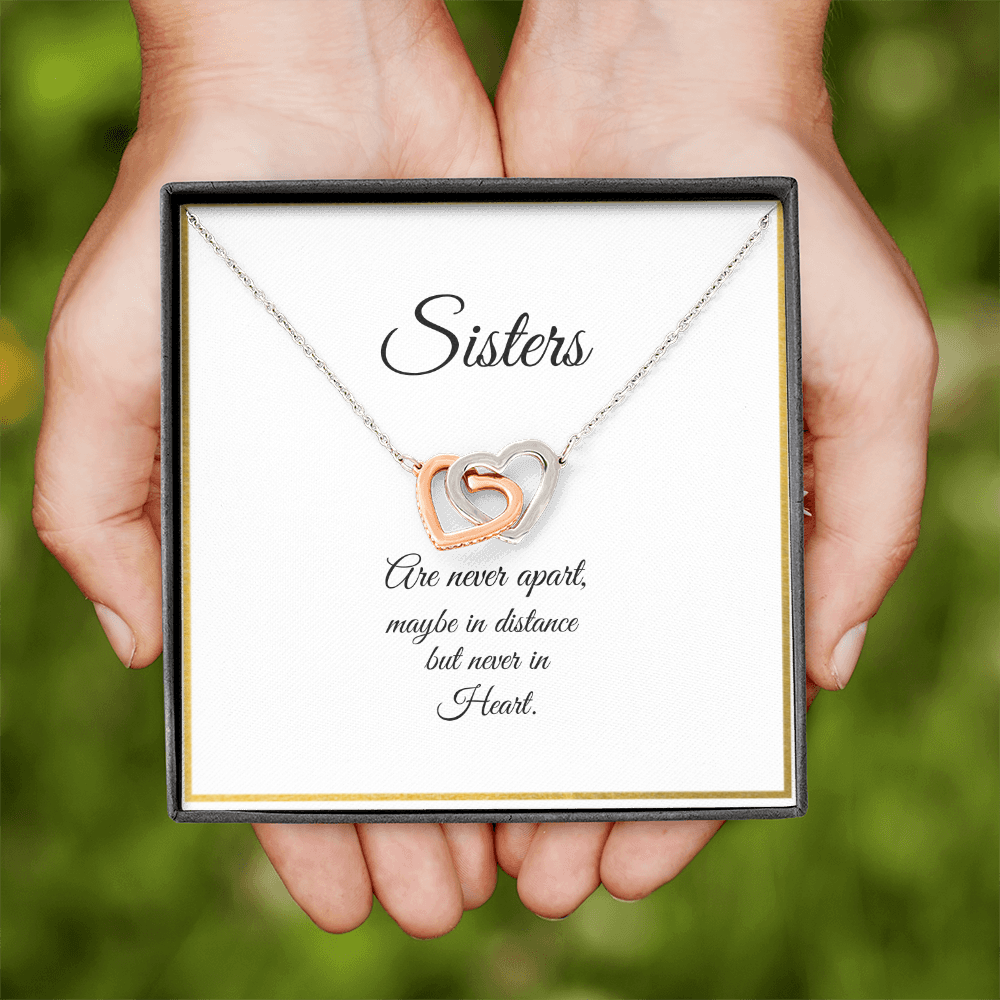 SISTERS | NEVER APART |INTERLOCKING HEARTS NECKLACE