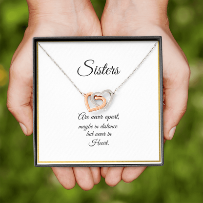 SISTERS | NEVER APART |INTERLOCKING HEARTS NECKLACE