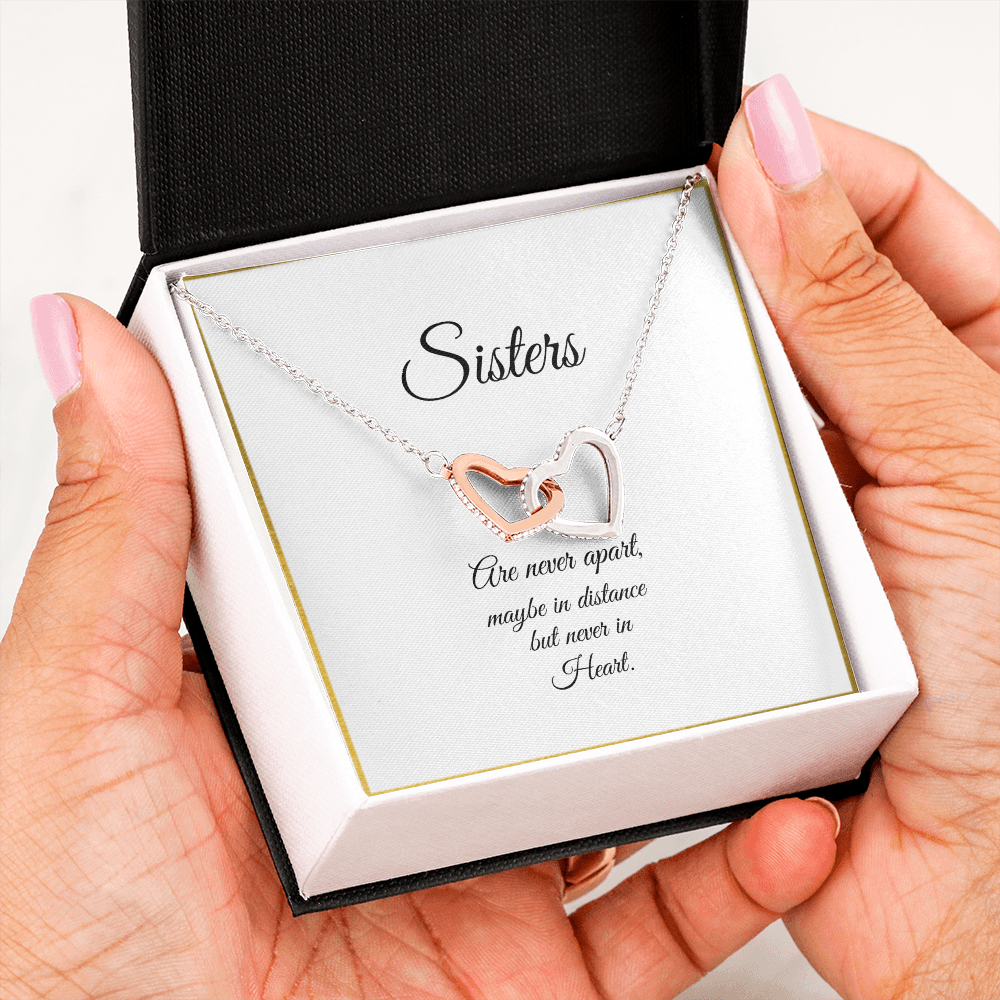 SISTERS | NEVER APART |INTERLOCKING HEARTS NECKLACE