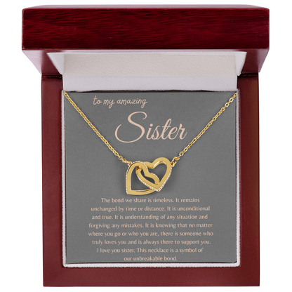 TO MY AMAZING SISTER | AN UNCONDITIONAL LOVE | INTERLOCKING HEARTS NECKLACE