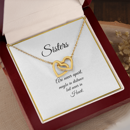 SISTERS | NEVER APART |INTERLOCKING HEARTS NECKLACE