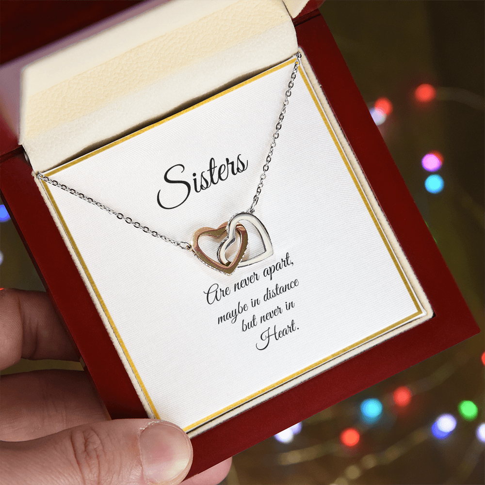 SISTERS | NEVER APART |INTERLOCKING HEARTS NECKLACE