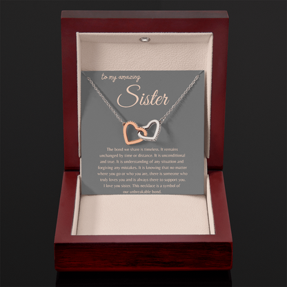 TO MY AMAZING SISTER | AN UNCONDITIONAL LOVE | INTERLOCKING HEARTS NECKLACE