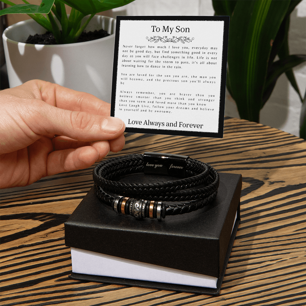 TO MY SON | LOVE YOU FOREVER | LEATHER BRACELET