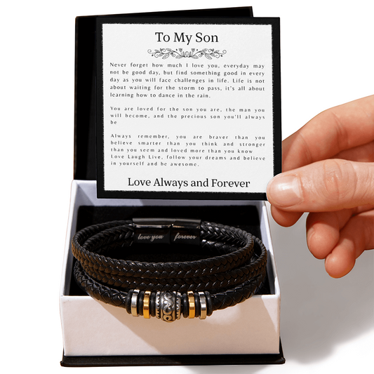 TO MY SON | LOVE YOU FOREVER | LEATHER BRACELET