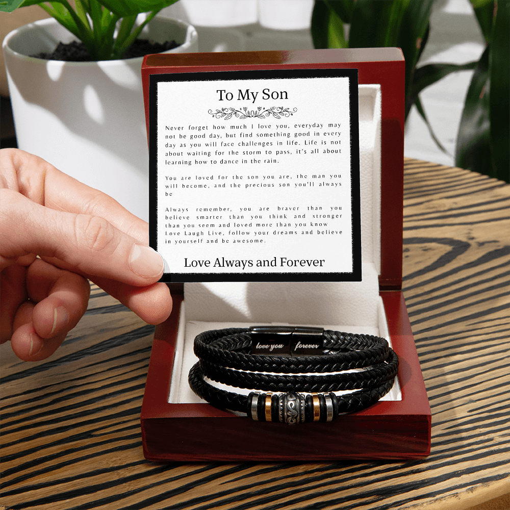 TO MY SON | LOVE YOU FOREVER | LEATHER BRACELET