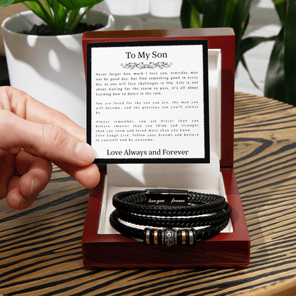TO MY SON | LOVE YOU FOREVER | LEATHER BRACELET