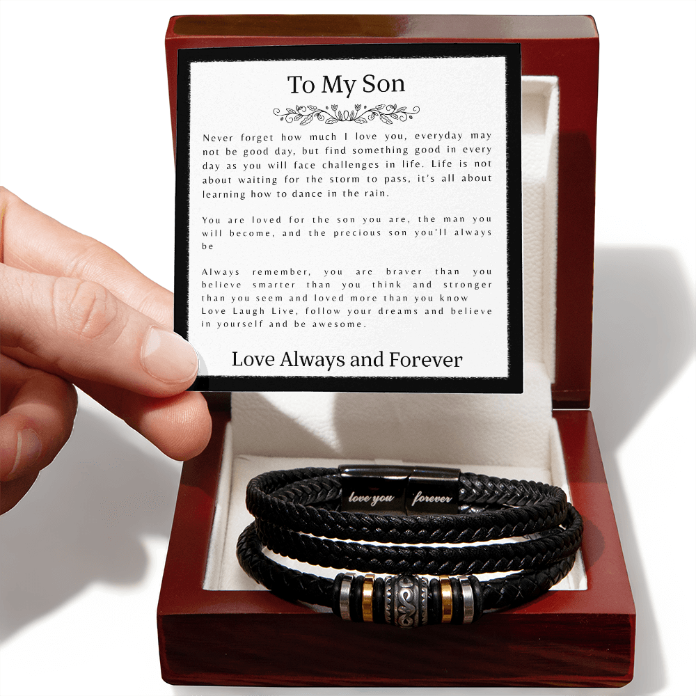 TO MY SON | LOVE YOU FOREVER | LEATHER BRACELET
