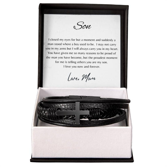 FOR MY SON | YOU ARE MY SON | CROSS LEATHER BRACELET