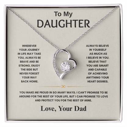 TO MY DAUGHTER | NEVER FORGET YOUR WAY BACK HOME | FOREVER LOVE HEART NECKLACE