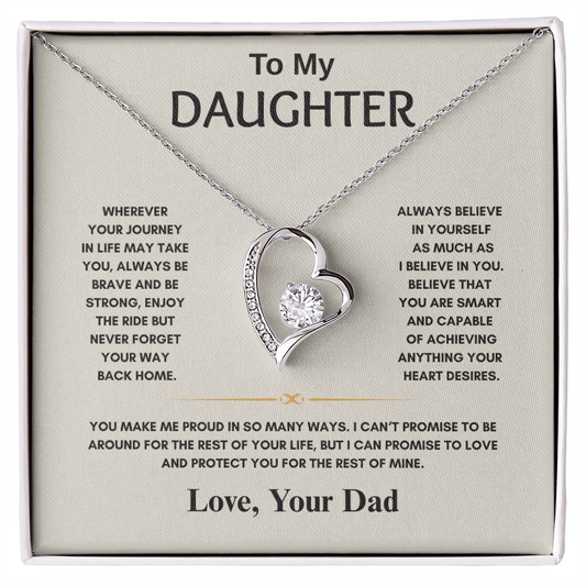 TO MY DAUGHTER | NEVER FORGET YOUR WAY BACK HOME | FOREVER LOVE HEART NECKLACE