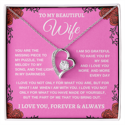TO MY BEAUTIFUL WIFE |I LOVE YOU MORE AND MORE | FOREVER LOVE NECKLACE