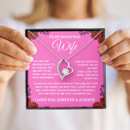 TO MY BEAUTIFUL WIFE |I LOVE YOU MORE AND MORE | FOREVER LOVE NECKLACE