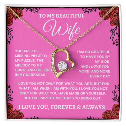 TO MY BEAUTIFUL WIFE |I LOVE YOU MORE AND MORE | FOREVER LOVE NECKLACE